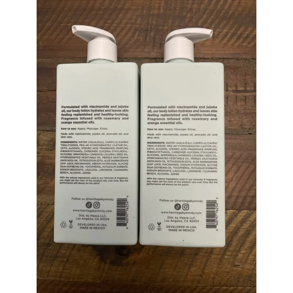 2 x Hairitage Body Lotion CEDARWOOD & NEROLI Vegan Sulfate Free 14fl oz